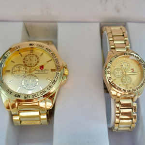 Watch Set Men Women Silver Color Quartz New